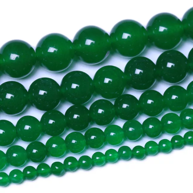 Green Jade Smooth Round Beads 4mm 6mm 8mm 10mm 15.5" Strand