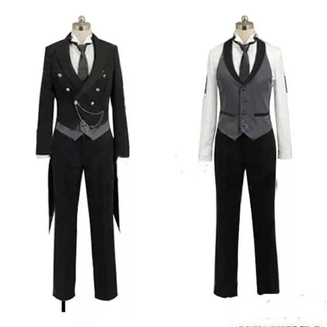 Black Butler 2 Kuroshitsuji Sebastian Michaelis Clothing Uniform Cosplay Costu #