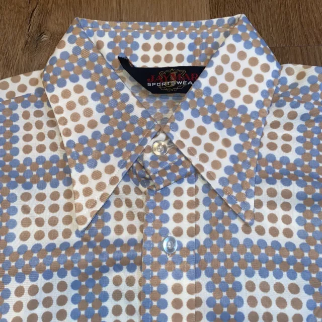 Vintage Jaymar Shirt Mens MEDIUM Geometric Polyester Stretch Disco Hippy 60s 70s