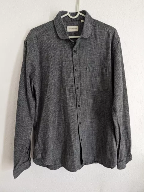 Oliver Spencer Shirt Mens 16.5 Large Gray Cotton Casual Long Sleeve Pocket