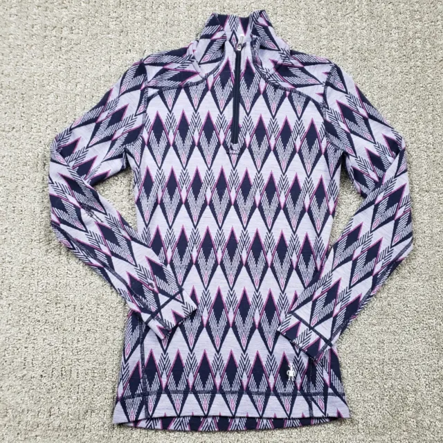 SMARTWOOL Pullover Womens XS Purple Merino 250 Base Layer Pattern 1/4 Zip