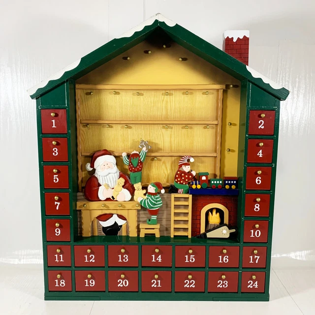 KIRKLAND SANTA'S Advent Calendar Christmas Wood Compartment