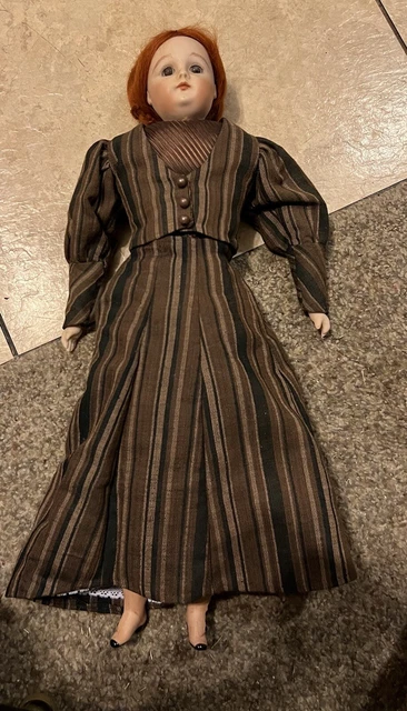 20" Porcelain Bisque And Cloth Body Original Dress Jean Bowen 1987. W/Stand