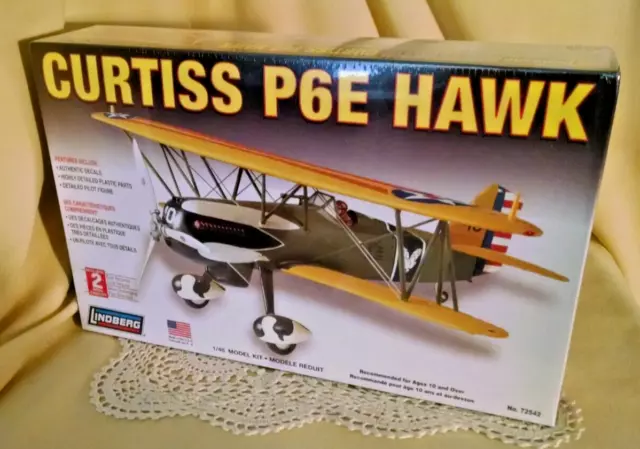 Curtiss P6E Hawk Model Plastic Kit Lindberg 72542 New 2007 1:48 Sealed Biplane*