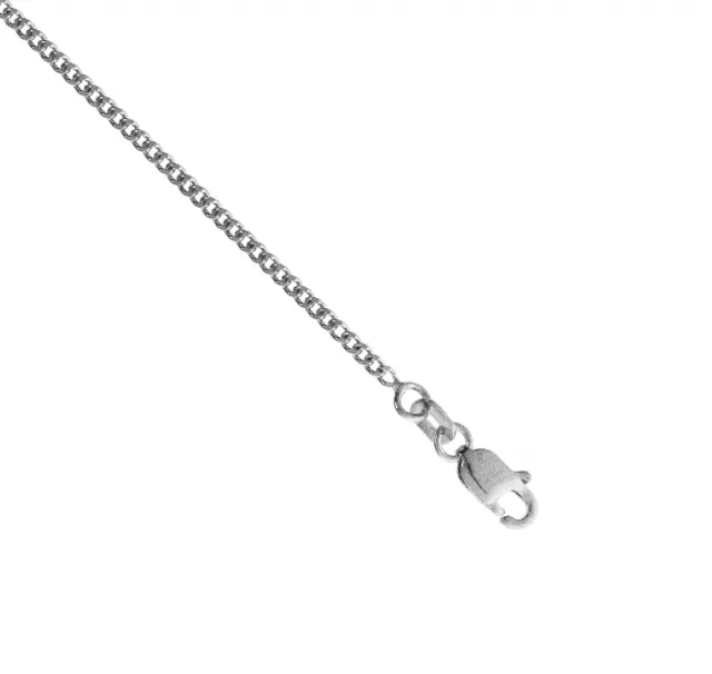 9ct Solid White Gold Diamond Cut Curb Pendant Chain Necklace 1.45mm - 16 - 24"