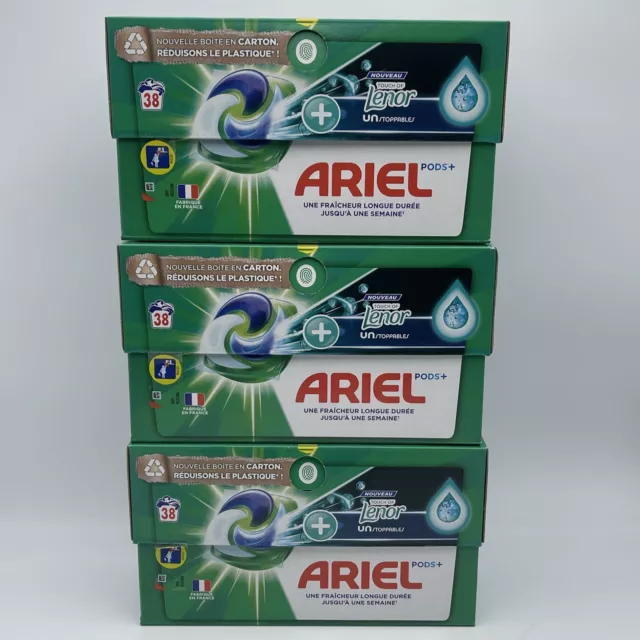 Lot 3 X 38 Ariel Pods Touch Of Lenor Unstoppables