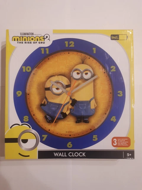 Minions 2 The Rise Of Gru - Orologio Bambini Bambini Orologio da Parete Rotondo - NUOVA SCATOLA APERTA