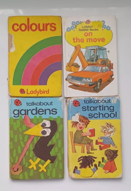 4x Vintage Ladybird Books,Colour's,On The Move,Gardens & Starting School.