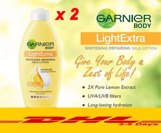 400 mlx2 GARNIER Light Extra Whitening Body Milk Lotion Repairing  Skin Cream