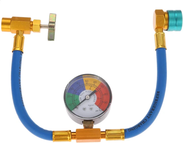 R1234YF Refrigerant Charge Hose Kit, with 1/2’’ LH Self-Sealing Can Tap Opener,