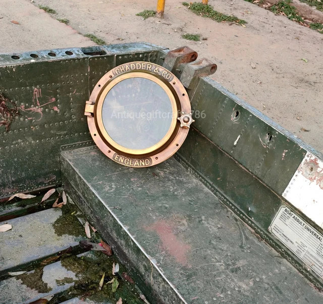 Latón Antiguo Portilla,Marítimo Puerto Agujero Barco Navío Ventana Pared