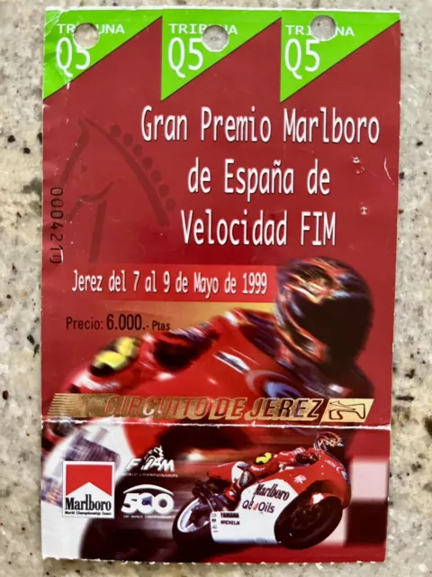 Mick Doohan Career-Ending Crash. 1999 Spanish 500cc Moto Grand Prix Pass/Ticket