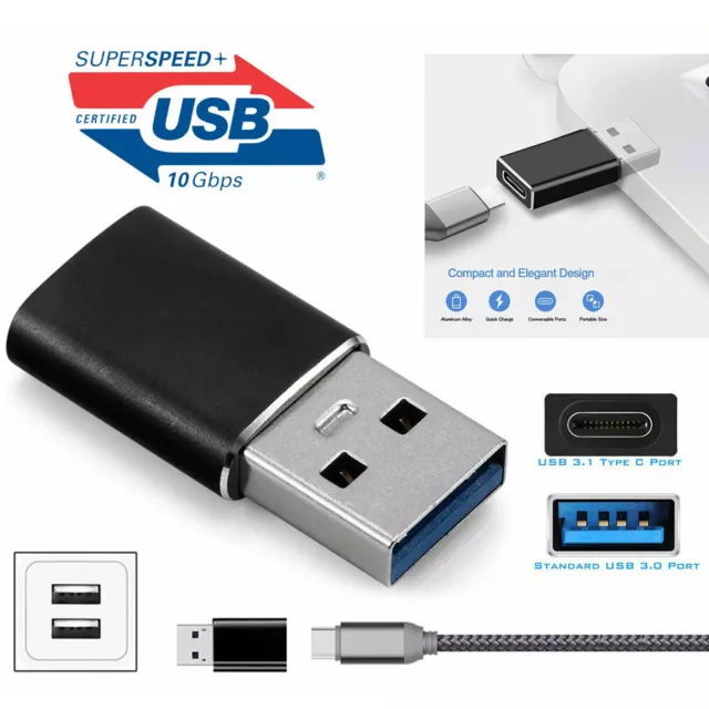 USB 3.0 Male To Type C Female Adapter Fast Data Transfer For PC Mac Laptop Phone