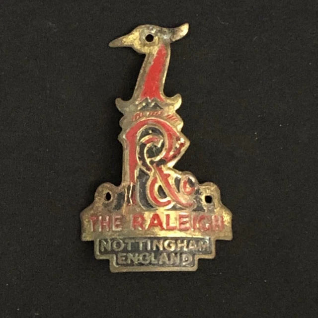 Badge Cadre Vélo Raleigh Cycle Nottingham - Vintage Années 1950, 4,5x3,5cm, Bon état