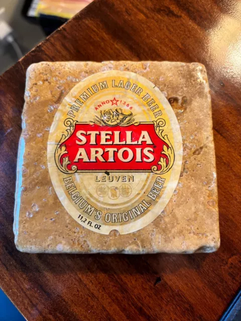 STELLA ARTOIS Beer STONE COASTER,  Handmade and Unique - Made in Argentina - NEW