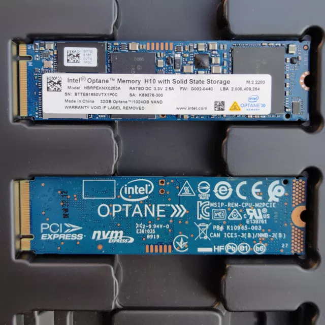 Intel Optane1024GB SSD M.2 2280 NVMe Memory H10 with 1TB 32GB AND 512G+16G SSD