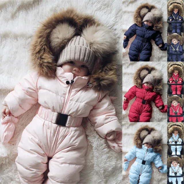 Toddler Baby Boys&Girls Winter Snowsuit Romper Hooded Jacket Jumpsuit Outfits 5