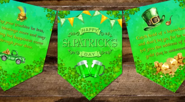 St Patrick's Day Irish Blessings Bunting/Banner Room or Party Decoration