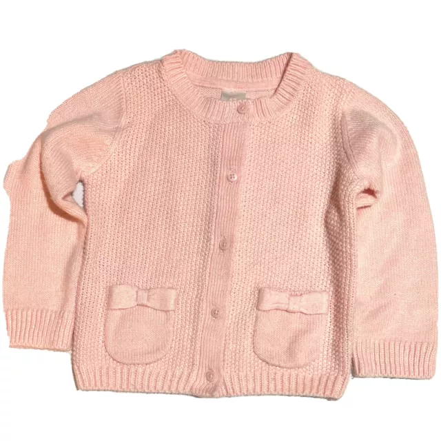 Girls pink size2 Cardigan-Target acrylic button front  bow pockets Knit toddler