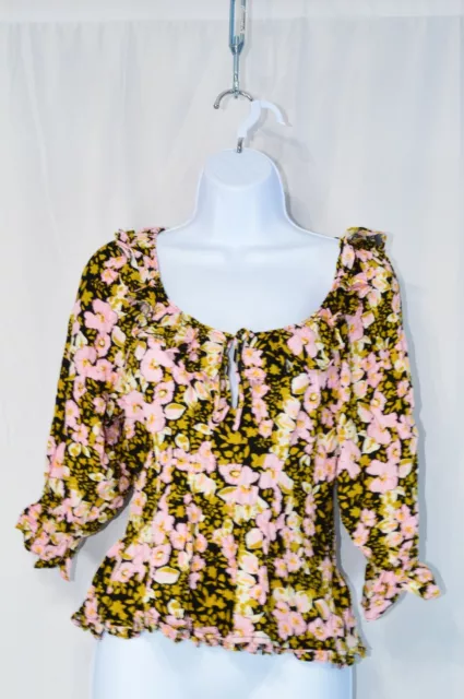 Free People Pink Floral Top Size Small