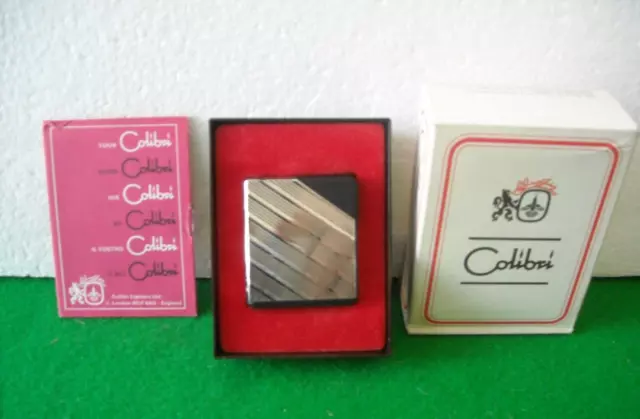 Colibri Monomatic G.t. Accendino A Gas Argentato Diagonali Anni '70