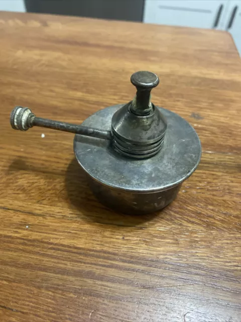 Methyl Alcohol Lab Lamp Burner 3" Dia.  Vintage Silver Plated Chemistry