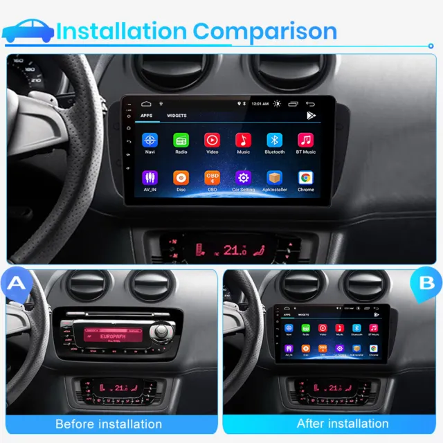 Pour Seat Ibiza 6J Android 12.0 1+32G Car Radio Stereo GPS Sat Nav WIFI DAB+ USB 2