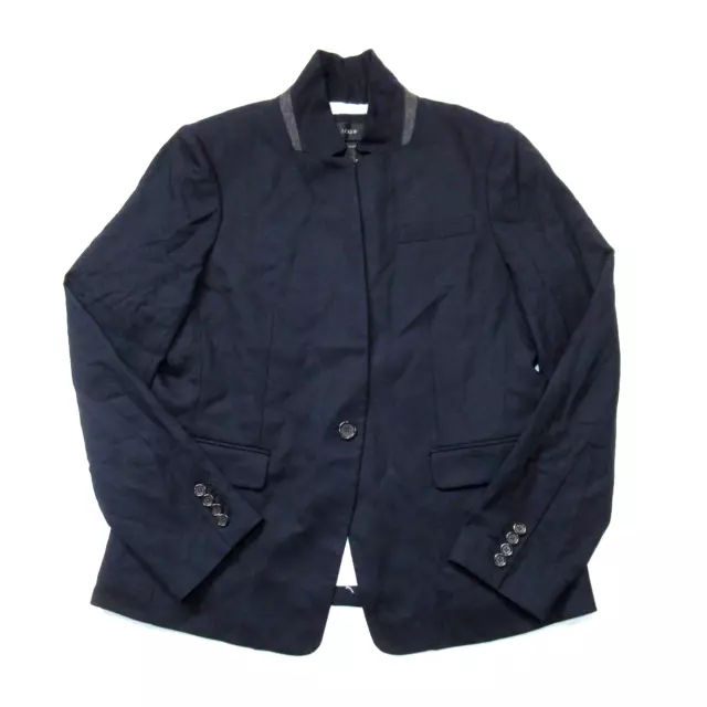NWT J.Crew Regent Blazer in Navy Wool Flannel Single Button Jacket 8P $198