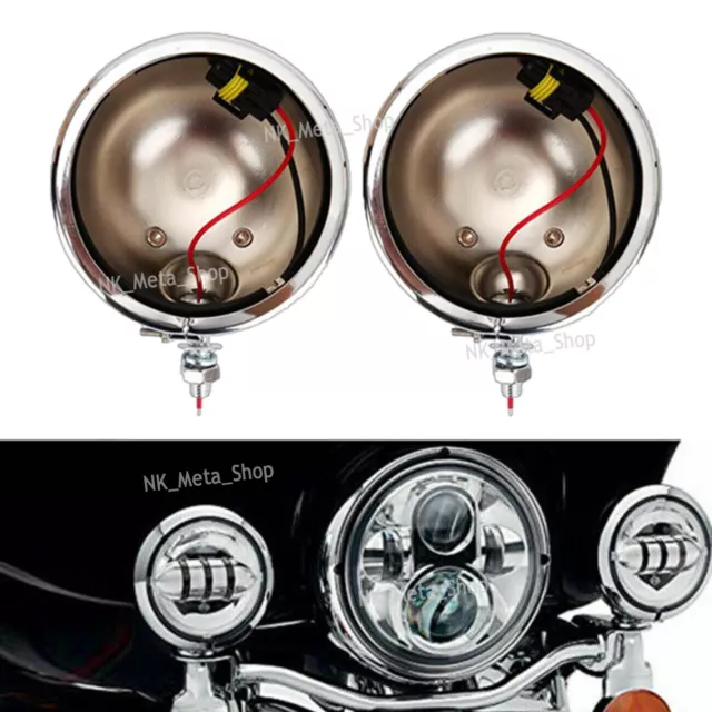 4.5''Fog Light Outer Cover Housing Bracket Trim For Harley Electra Glide Classic