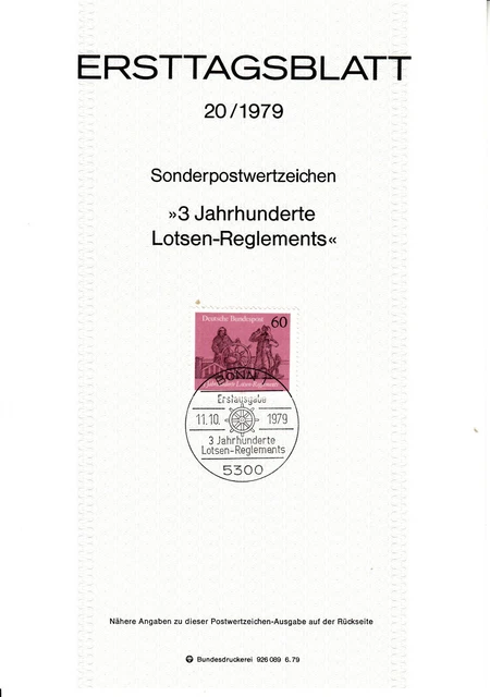 Deutschland Bund Lotsen-Reglements ETB Mi 1022, Bonn 11.10.79