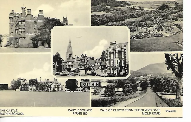 Multiview Postcard Showing 5 Views Of Ruthin, Denbighshire, Wales.