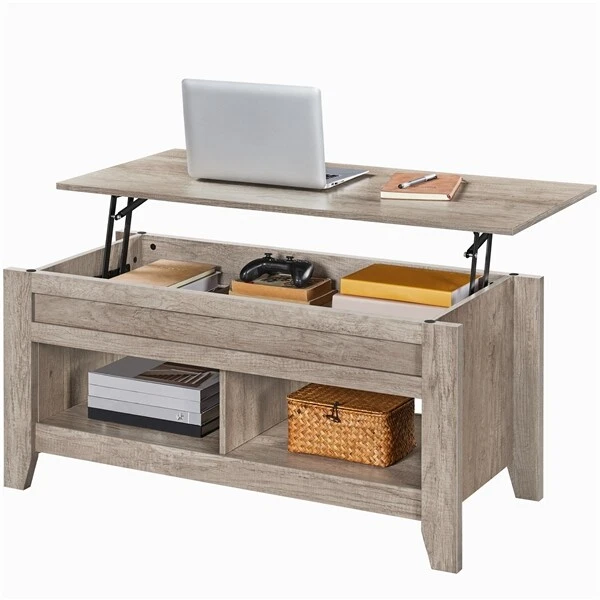Table basse carrée bois et noir avec plateau relevable - EDEN | ID Market