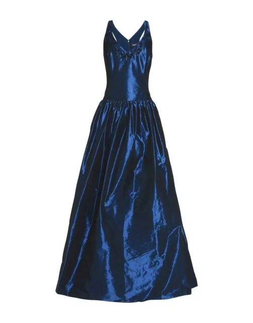 Marchesa Notte Blue Taffeta Satin Ball Gown A Line Embellished Dress NWT $1,150 3