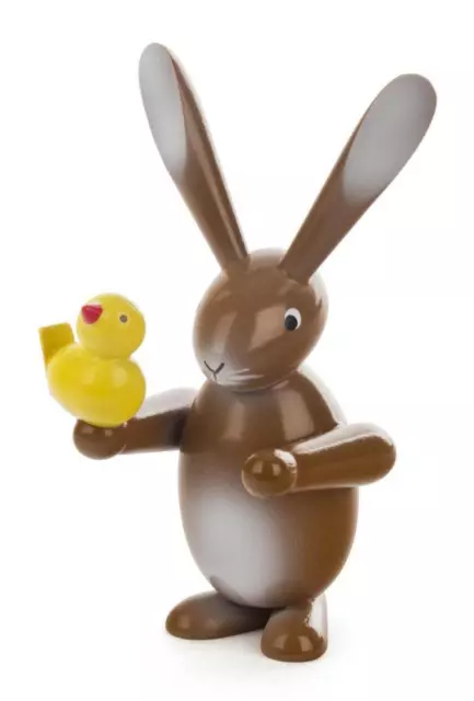 Conejo de Pascua Braun Con Pájaro H: 9cm Nuevo Figura Decoración s Madera