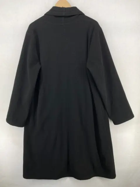 EILEEN FISHER Coat M Boiled Felted Wool Kimono Overcoat Shawl Open Front Black 3
