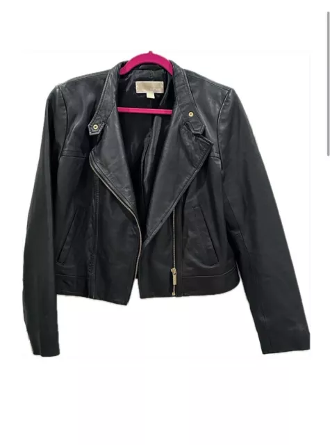 michael kors moto leather jacket women
