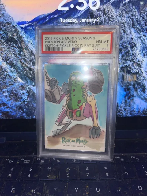 RICK AND MORTY CRYPTOZOIC sketch card 1/1 PICKLE RICK PSA 8 Hot Card Right Now