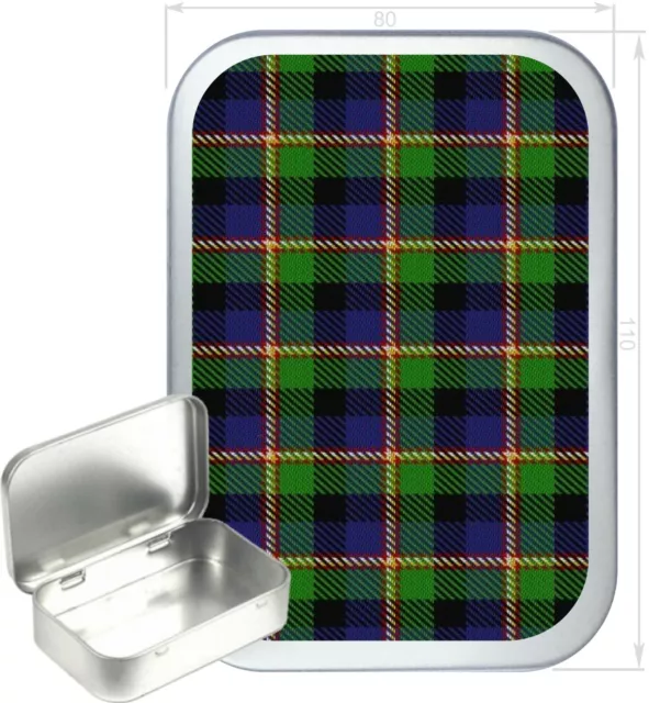 Green Tartan Gift Box,150ml Silver Hinged Tin,Tobacco Tin,Storage Tin