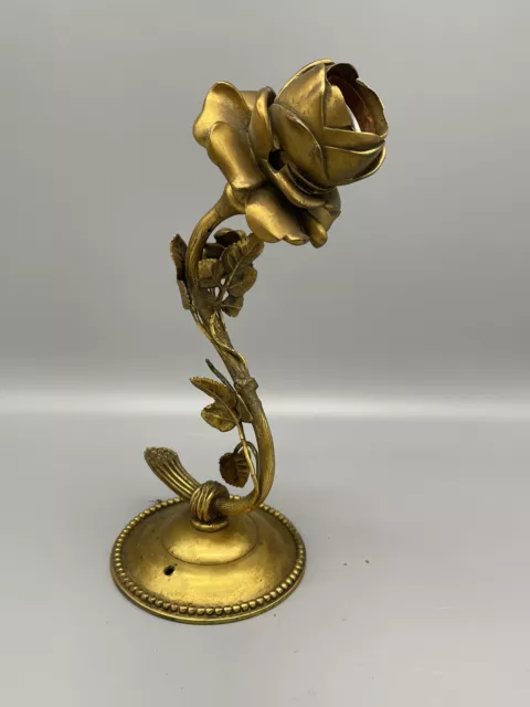 Early 20th Century  French Bronze Roses Wall Lamp