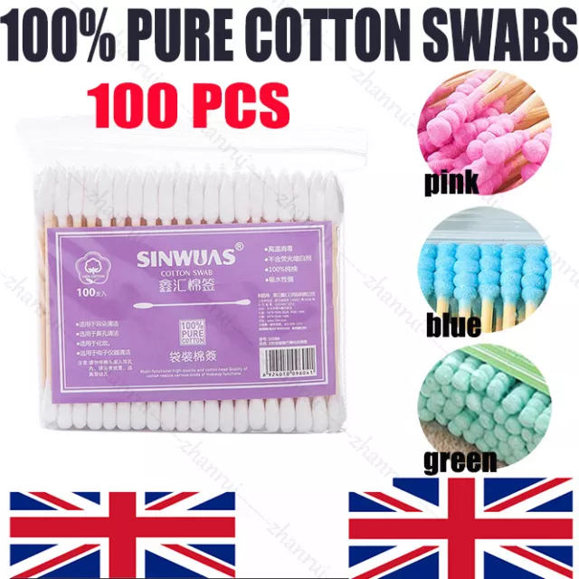 ✅Mini Pointed Cotton Buds/Swabs 100 pack wooden stick makeup cosmetics✅