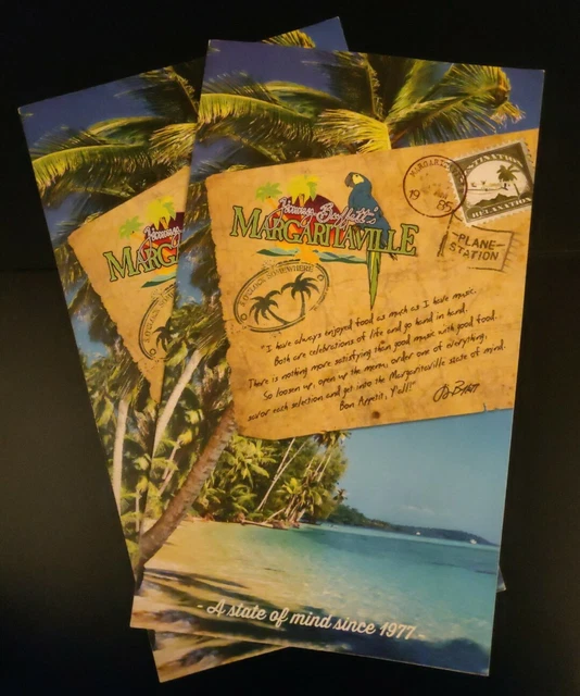 2 JIMMY BUFFETT'S MARGARITAVILLE Restaurant Menus, Laminated, Las Vegas