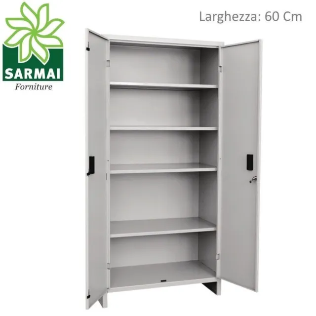 ARMADIO ARMADIETTO TUTTO PIANI 4 RIPIANI MENSOLE 60 x 40 x H 179 METALLO GRIGIO