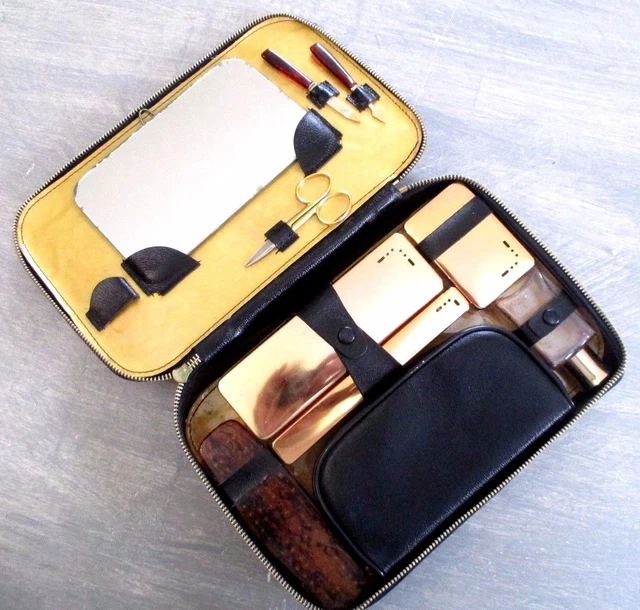 Trousse De Toilette Vintage Complète Pour Voyage - En Très Bon état D'occasion