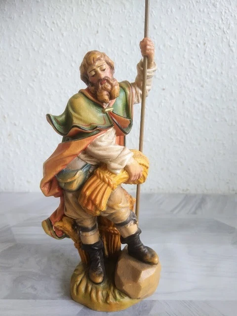 Legno intagliato - Statuetta decorativa in legno - Santo agricolo - Dipinto 