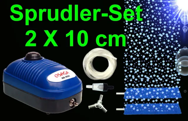 TOP Aquarium Deko 2-fach 10 cm🍀 SPRUDLER SET ➕ LUFTPUMPE ➕ ZUBEHÖR 🍀 Luftstein