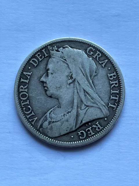 1897 Queen Victoria Veiled Head Silver Half Crown - Very Fine condition