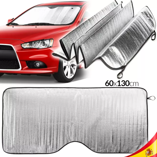 PARASOL DE COCHE ALUMINIZADOR DOBLE CARA PLATA 60 x 130 CM CAR SUN VISOR SILVER