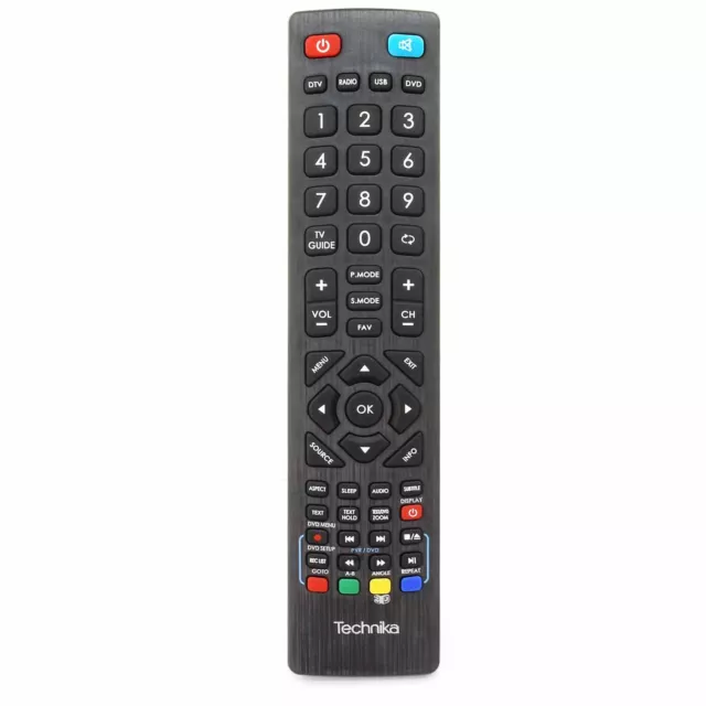 Genuine Universal Technika Remote For TEF/RMC/0001 LED 3D Freeview HD TV's Black