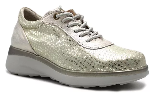 PITILLOS 6092 PLATA PLATIN scarpe donna sneaker zeppa pelle oro platino argento 2