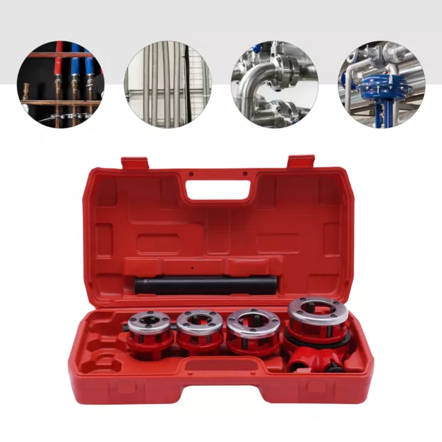 Pipe Threading Kit Manual Plumber Die Ratcheting Pipe Thread Threader Tool Round